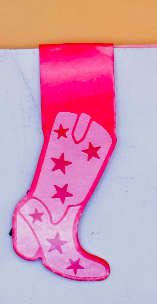 Pink Cowboy Boot Magnetic Bookmark